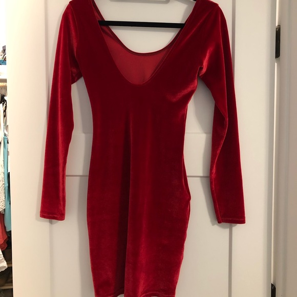 American Apparel Red Velvet Bodycon Dress - Picture 2 of 2